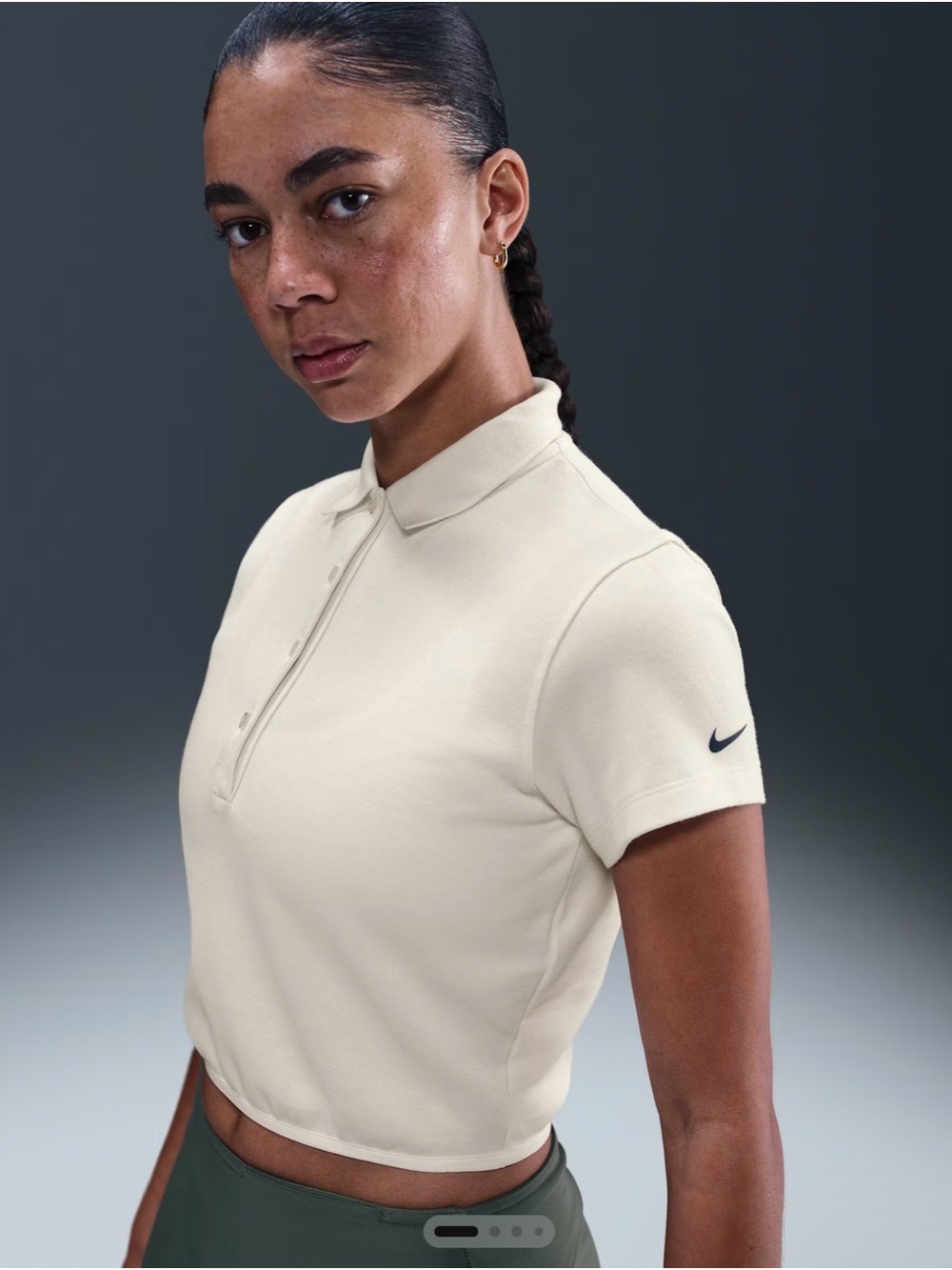 Nike Women's Golf Cropped Polo Shirt Short Sleeve Lightweight Sail IF8528-133